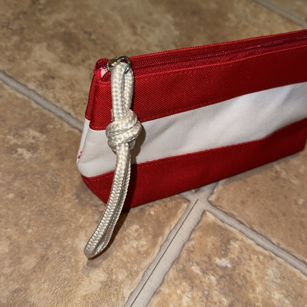 LANCÔME Summer Red/White Skincare/Makeup/Cosmetic Zipper Pouch Case Rope Pull - Picture 2 of 9
